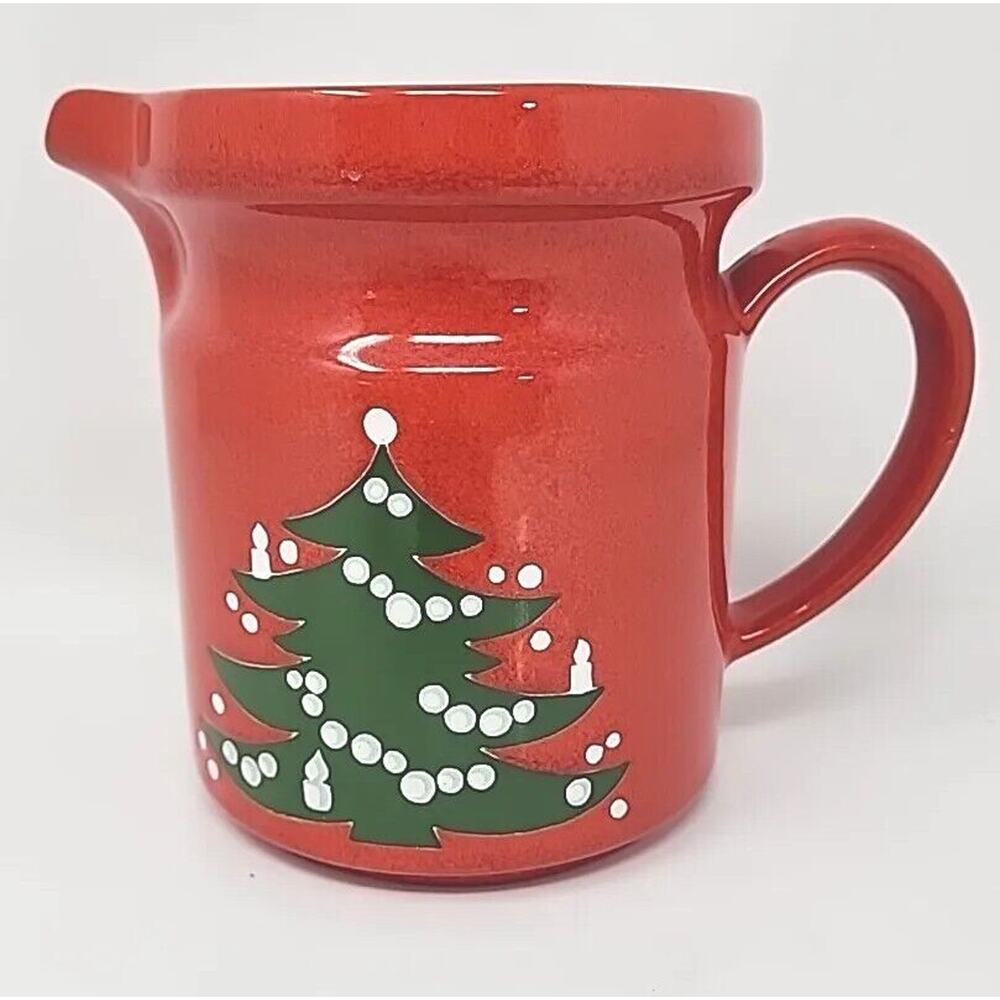 Waechtersbach Red Christmas Tree Water Pitcher‎ Jug 5.5" Red Green Ceramic U253